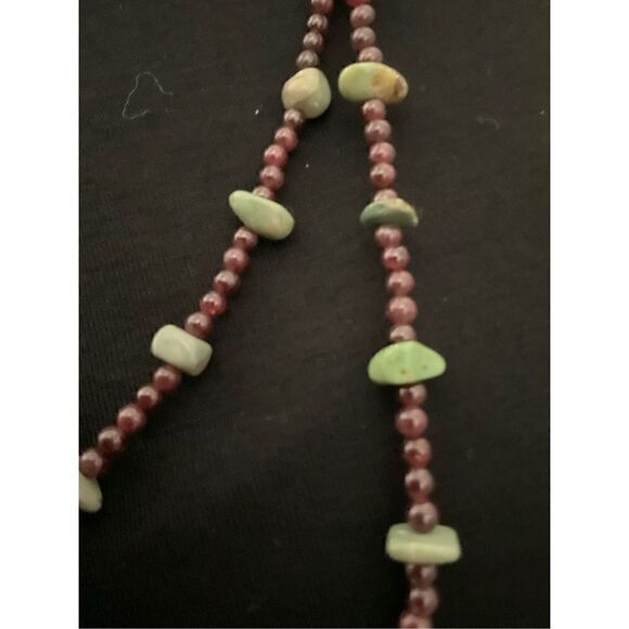 Green Turquoise and Garnet Necklace - Picture 5 of 15